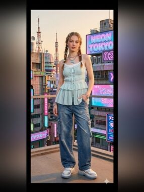 #1 Addy Chiffon Edicted Coquette Fairycore Layering Cami Lace Tank, Ice Mint, XS